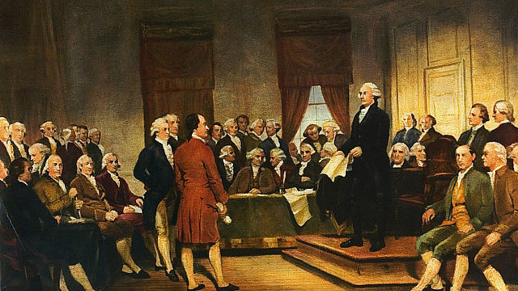 Washington at Constitutional Convention of 1787, signing of U.S. Constitution.